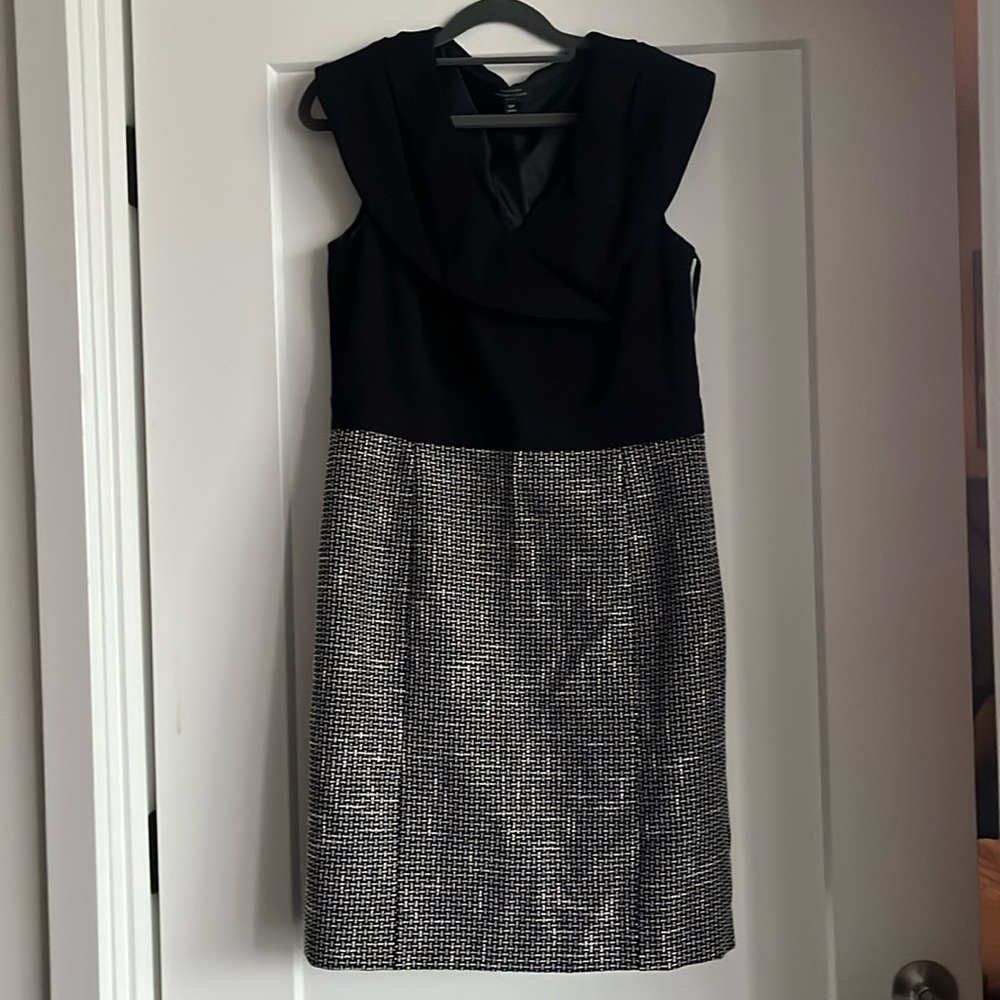 Tahari a-line 2fer dress black - size 10P